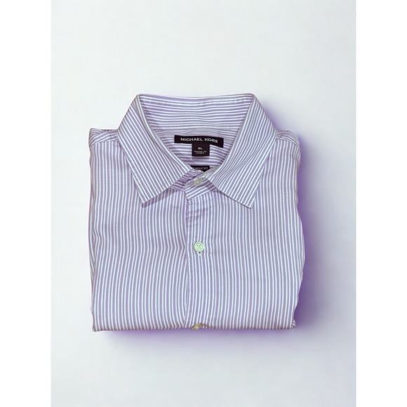 Michael Kors Classic Fit Button Down Shirt Mens XL Purple Striped - Picture 6 of 7